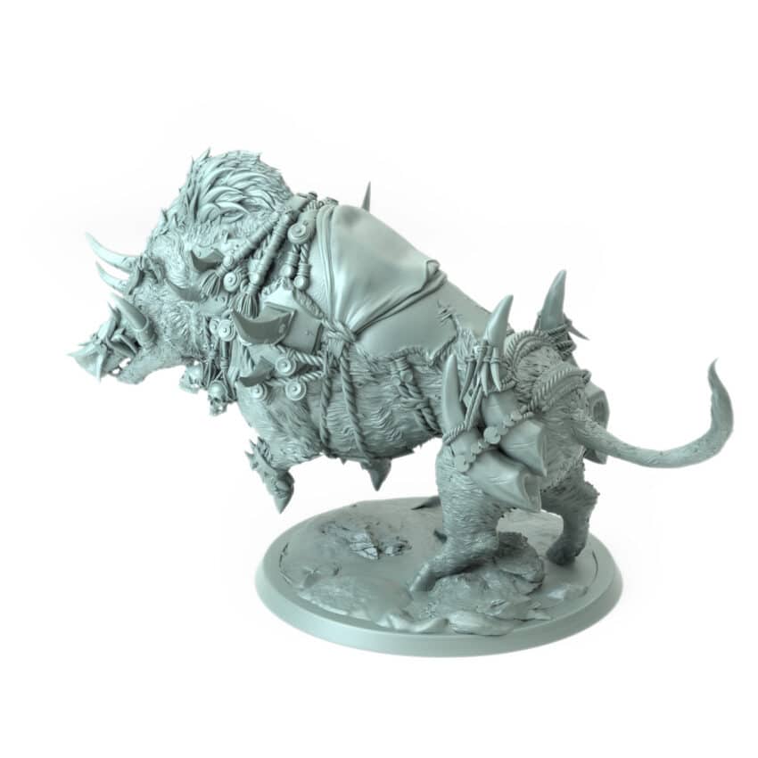 Orc Boar Charge Saddle Tabletop Miniature - Northern Orcs - RPG - D&D