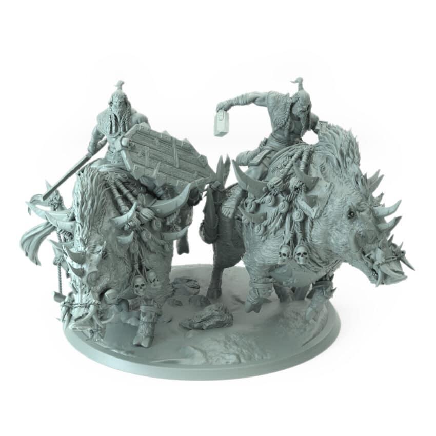 Orc Boar Together Mount Tabletop Miniature - Northern Orcs - RPG - D&D