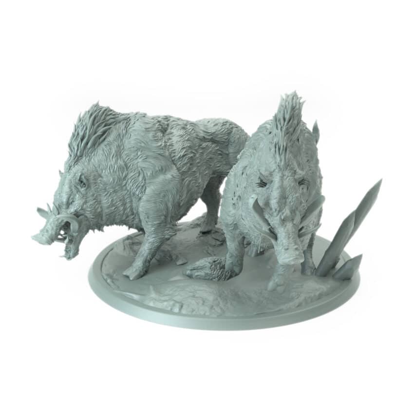 Orc Boar Together Wild Tabletop Miniature - Northern Orcs - RPG - D&D