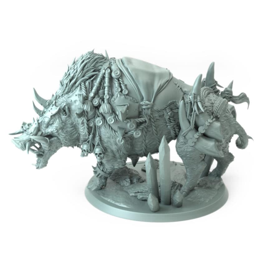 Orc Boar Turn Saddle Tabletop Miniature - Northern Orcs - RPG - D&D