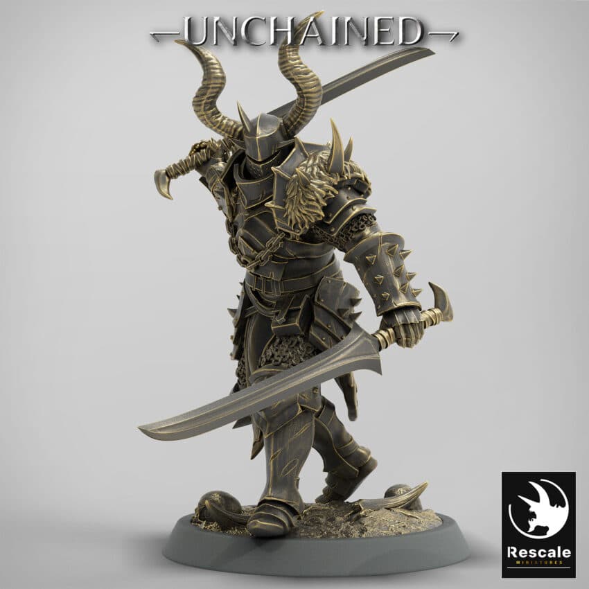 Light Soldier Dual Sword Attack Unchained - Rescale Miniatures RPG - D&D  Tabletop Miniature