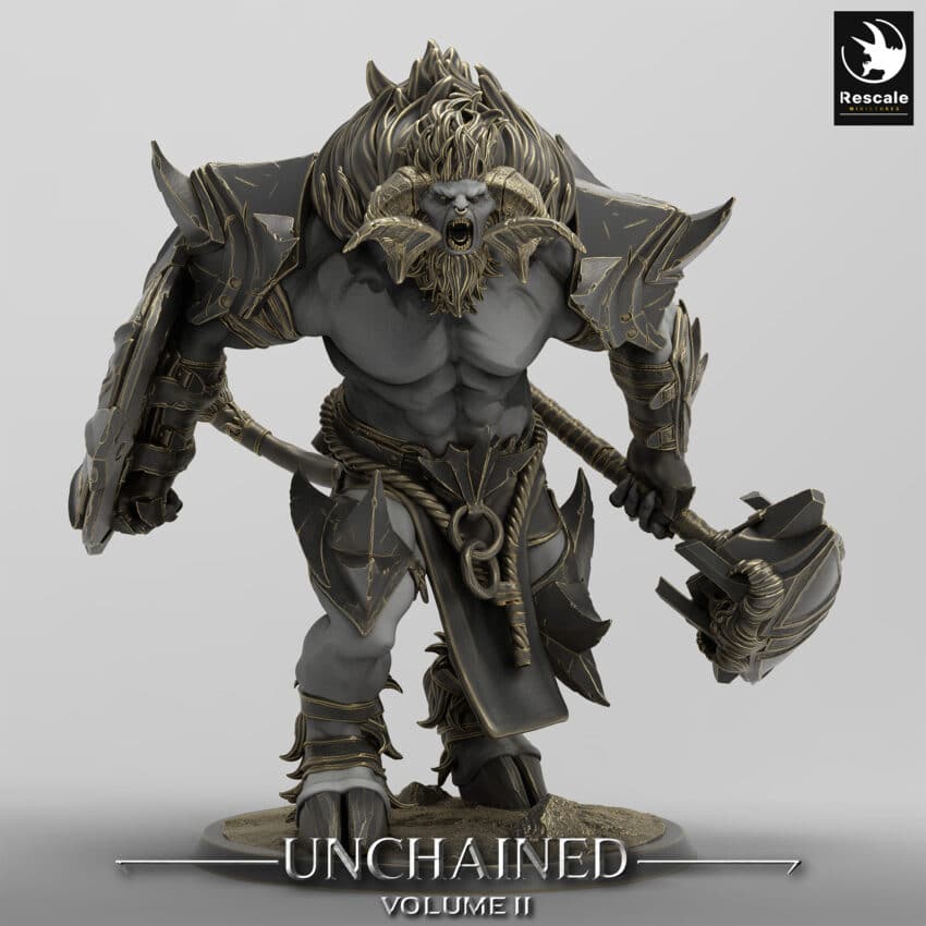 Unchained Minotaur Cry Hammer Unchained - Rescale Miniatures RPG - D&D  Tabletop Miniature