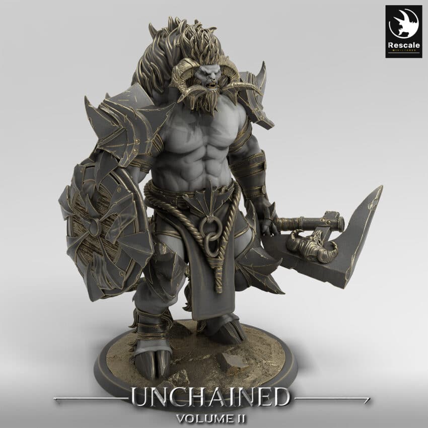 Unchained Minotaur Stand Axe Unchained - Rescale Miniatures RPG - D&D  Tabletop Miniature