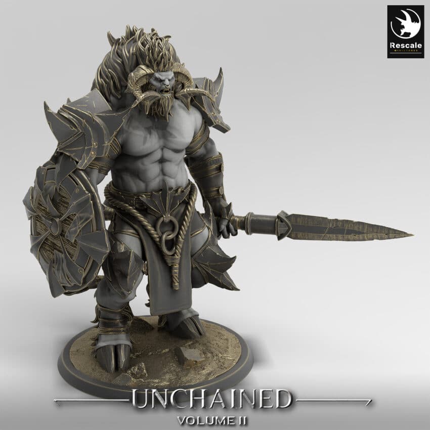 Unchained Minotaur Stand Spear Unchained - Rescale Miniatures RPG - D&D  Tabletop Miniature