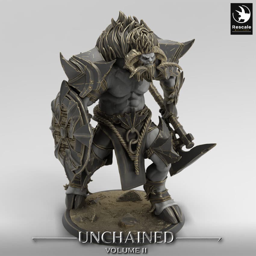 Unchained Minotaur Walk Axe Unchained - Rescale Miniatures RPG - D&D  Tabletop Miniature