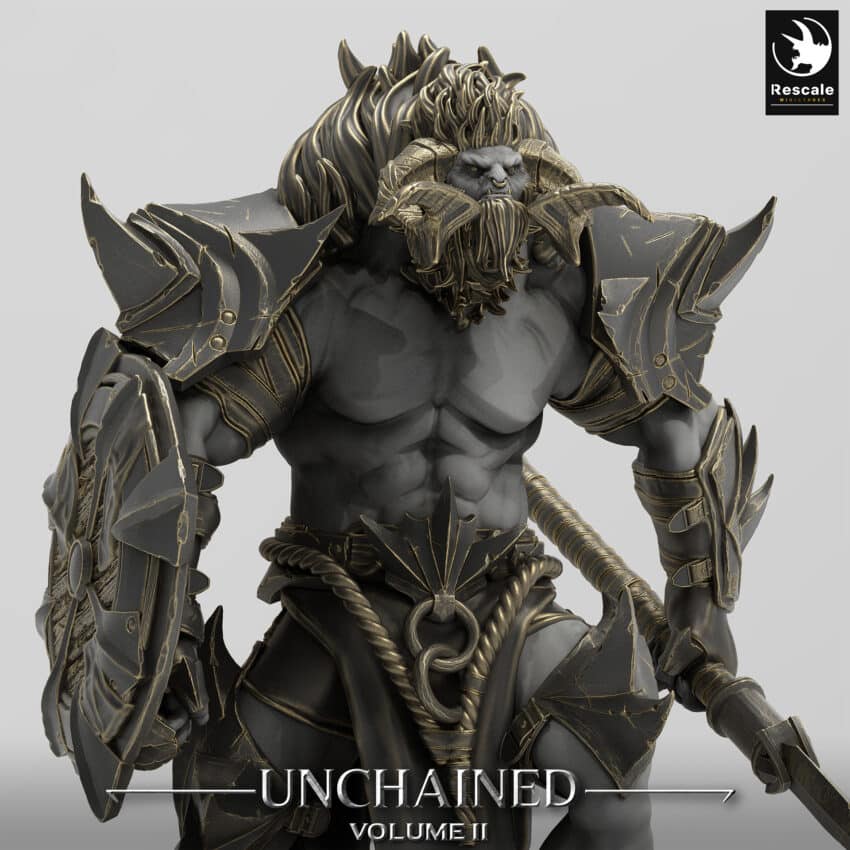 Unchained Minotaur Walk Spear Unchained - Rescale Miniatures RPG - D&D  Tabletop Miniature