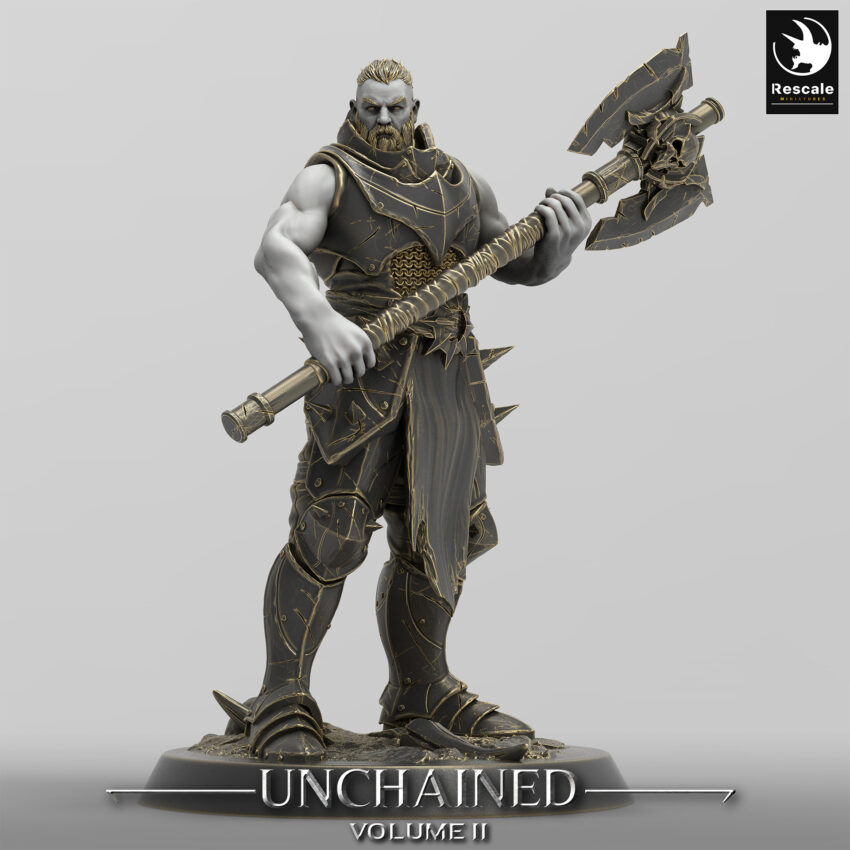 Unchained Soldier Big Axe Look Warrior Order Immortalis - Rescale Miniatures RPG - D&D  Tabletop Miniature