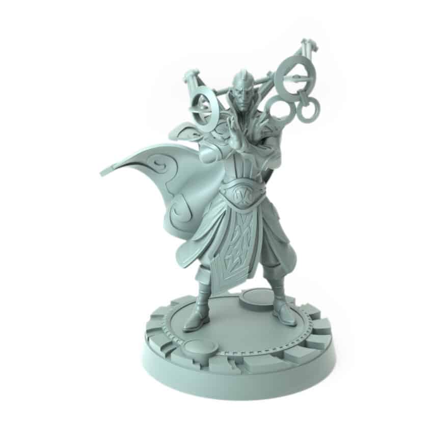 3D-printed fantasy miniature Aethernal Artificer with floating arcane devices