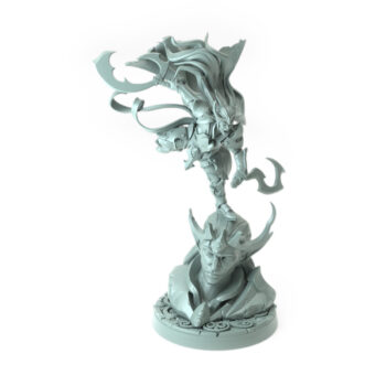 Highly detailed 3D-printed model of an elven warrior ambushing from ancient ruins.