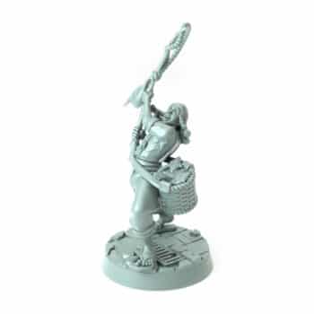 Human fisherman miniature holding fishing rod and basket 3D printed for tabletop role-playing