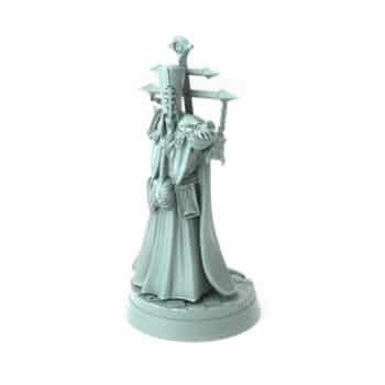 Archbishop Belphegor Cleanser A 3D-printed dark cleric figure with mechanical arm and skeletal details