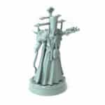 Archbishop Belphegor Cleanser A 3D-printed dark cleric figure with mechanical arm and skeletal details