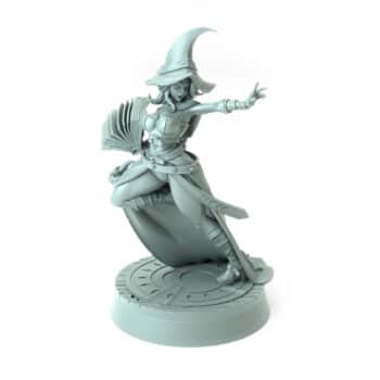 3D-printed wizard miniature Aurelia casting spell fantasy figure