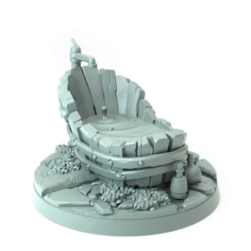 Bathtub 3D-printed medieval fantasy miniature wooden bathtub tabletop terrain