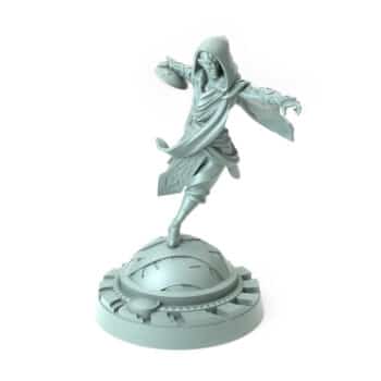 3D-printed dynamic Battle Dervish miniature for fantasy tabletop RPGs