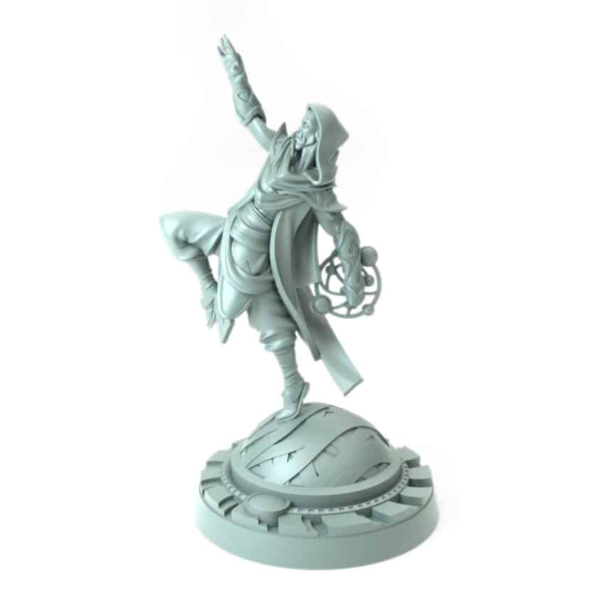 3D-printed dynamic Battle Dervish miniature for RPG campaigns