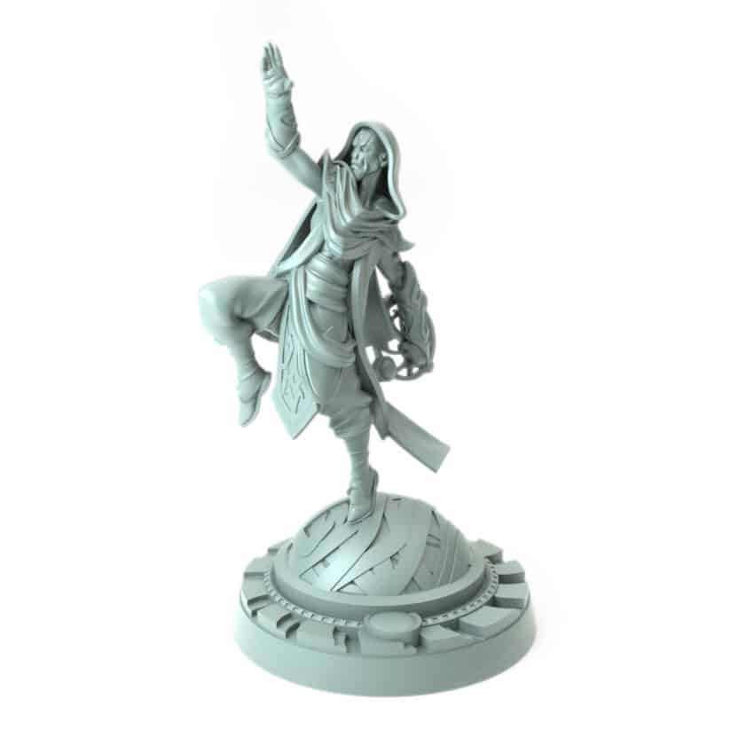 3D-printed dynamic Battle Dervish miniature for RPG campaigns