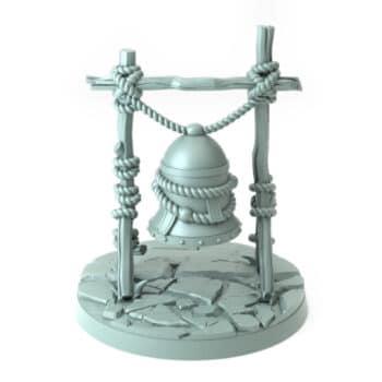 Bell 3D-printed fantasy village bell with detailed ropework tabletop terrain