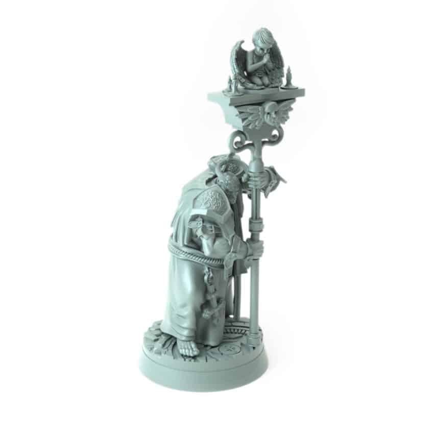 Archbishop Belphegor Cleanser B 3D-printed cleric with swirling flames and chain religious dark magic user