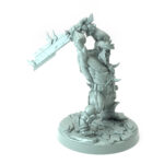 Body Choppers E orc warrior delivering an overhead strike large 3D-printed miniature for RPGs and wargaming