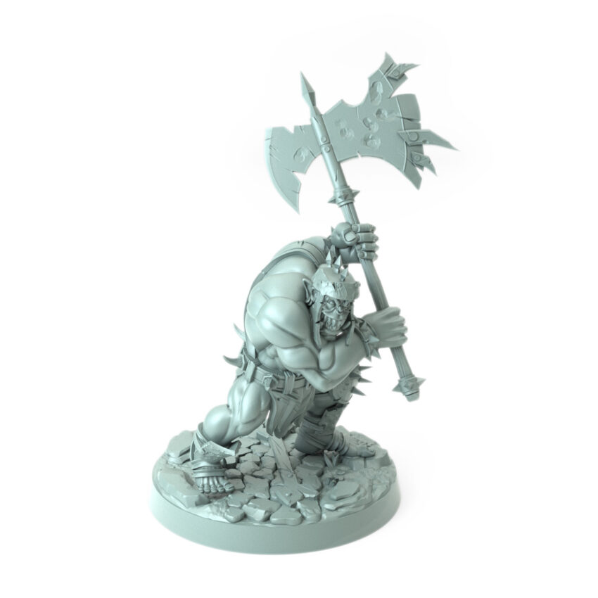 Body Choppers A orc warrior with double-headed axe large 3D-printed miniature for RPG and wargaming