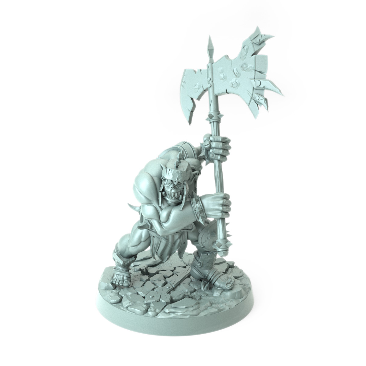 Body Choppers A orc warrior with double-headed axe large 3D-printed miniature for RPG and wargaming