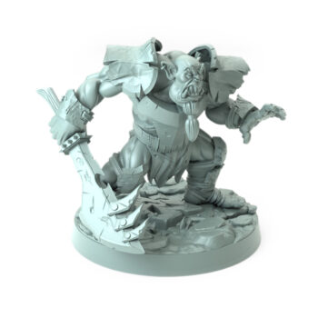 Body Choppers F crouching orc warrior with cleaver large 3D-printed miniature for RPGs and wargaming