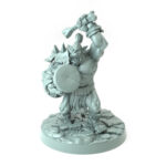 Body Choppers H orc warrior with spiked club and shield large 3D-printed miniature for RPGs and wargaming