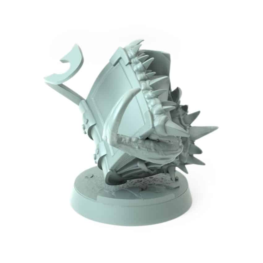 Book Mimic 3D-printed book monster miniature with sharp teeth and long tongue tabletop fantasy game