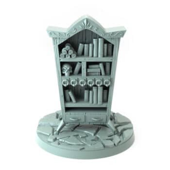 Book Shelf 3D-printed wizard tower bookshelf with books and scrolls tabletop gaming