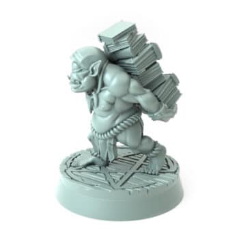 3D-printed fantasy miniature Bookworm Cyclops carrying books