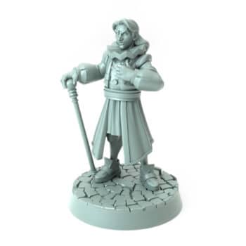 Nobleman miniature holding a cane 3D printed for tabletop role-playing in aristocratic settings