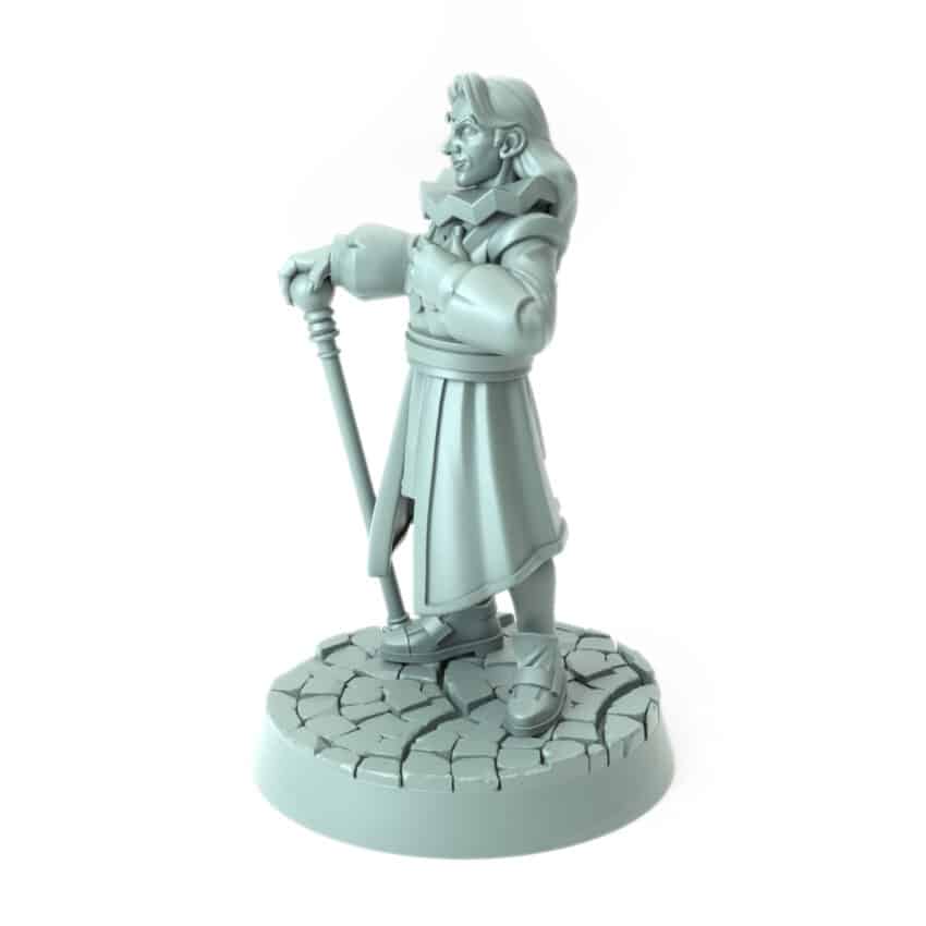 Nobleman miniature holding a cane 3D printed for tabletop role-playing in aristocratic settings