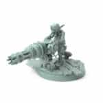 Brigadiers Pose B Grounded Minigun Barrage goblin fighter with ground-mounted minigun 3D printed miniature