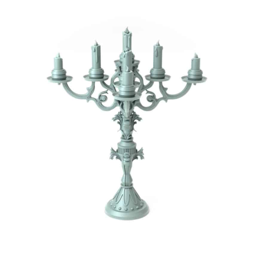 Gothic candle holder with nine candles 3D-printed model Church of Wrath theme