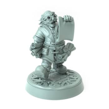 Bannerdwarf Sentinel Bartor 3D printed Dwarven miniature holding banner and hammer