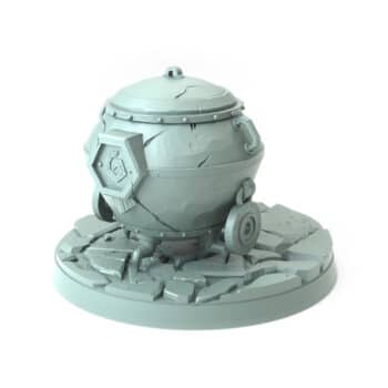 Cauldron 3D-printed cauldron with hexagonal emblem and stone base tabletop gaming