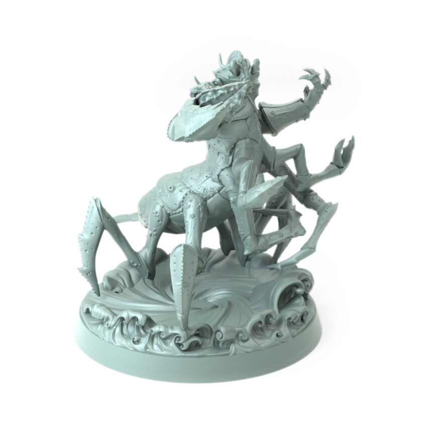 High-detail 3D-printed model of Crustaceans Assault A showcasing armored limbs and fierce aquatic power.