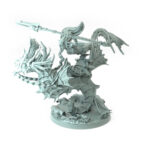 High-detail 3D-printed model of Deep Sea Valkyries C featuring a fierce warrior atop a battle-ready sea serpent.