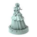 Noblewoman miniature in elegant gown clasping hands in contemplation 3D printed for tabletop role-playing