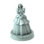 Noblewoman miniature in elegant gown clasping hands in contemplation 3D printed for tabletop role-playing