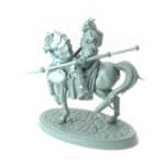 3D-printed miniature of a male city guard riding a warhorse for tabletop RPGs and wargames