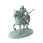 3D-printed miniature of a male city guard riding a warhorse for tabletop RPGs and wargames