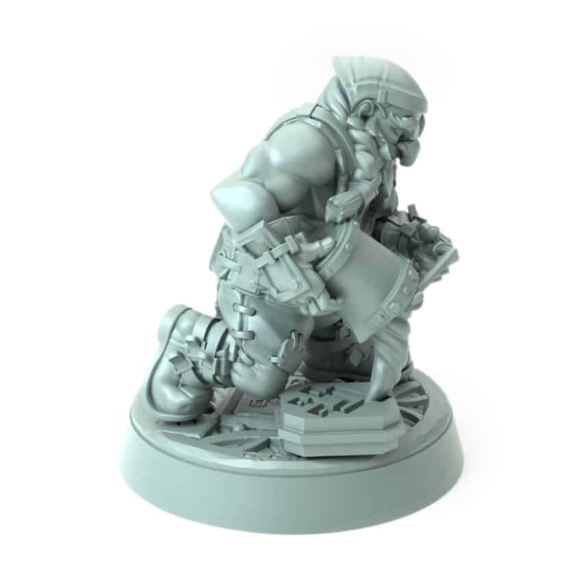 Dwarven Blacksmith Tamak 3D printed dwarf blacksmith hammering blade