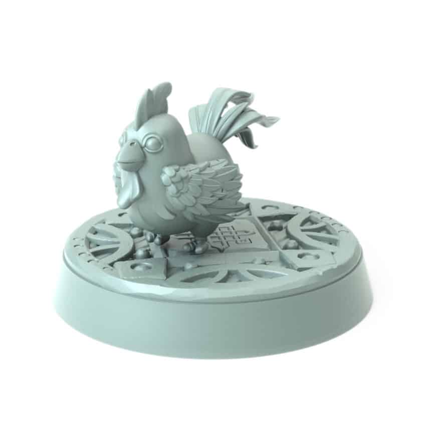 Dwarven Brewcrop Chicken 3D printed fantasy chicken miniature with detailed feathers