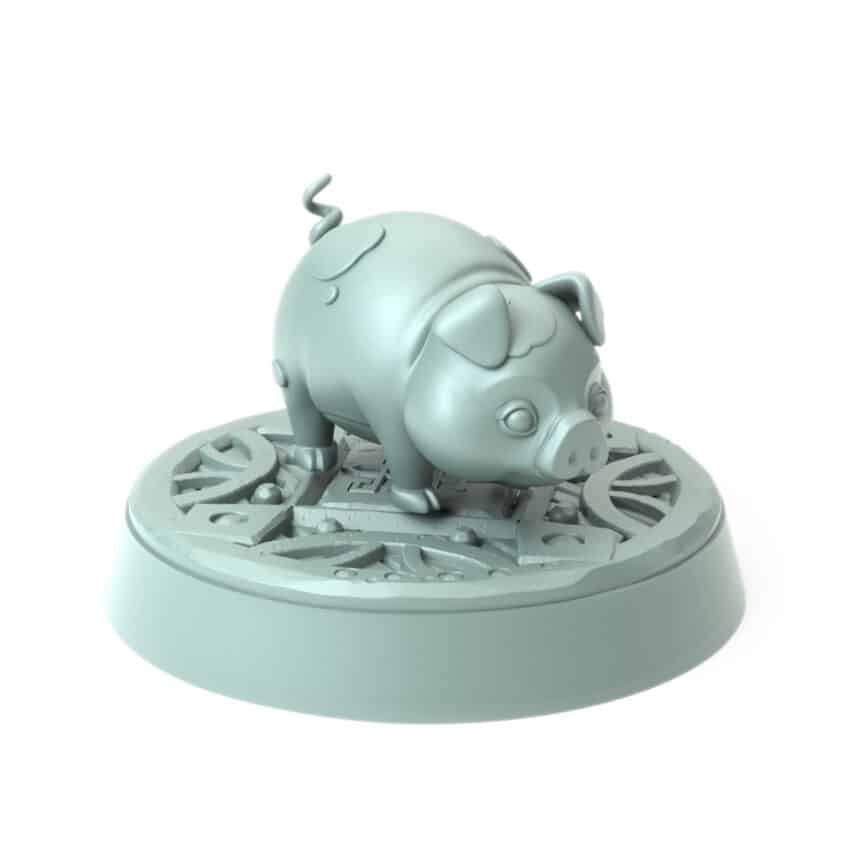 Dwarven Brewcrop Pig 3D printed fantasy pig miniature with curled tail