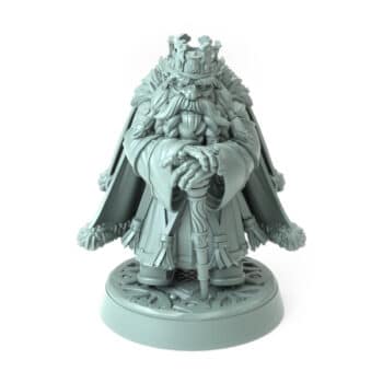 Dwarven King Durnar Goldheart B 3D printed dwarf king miniature with staff and fur-lined cloak