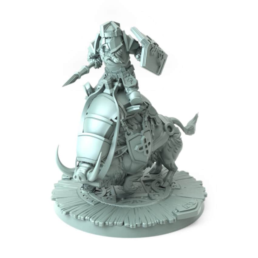 Dwarven Rider Inosh 3D printed dwarf riding armored boar with spear and shield