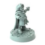 Intellectual halfling miniature with pipe 3D printed for tabletop role-playing as a scholar or elder