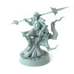 Highly detailed 3D-printed elven warrior with a dynamic pose atop a tree base perfect for fantasy RPGs and collectors.